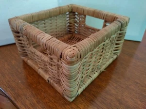 Vintage Square Cane Rattan Basket 9x5 Inch versatile sturdy classic GC - Picture 1 of 5