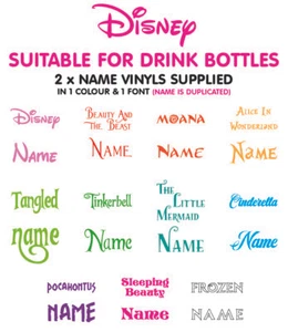 2x Personalised Name For DRINKING BOTTLES DISNEY / Vinyl Decal / Sticker /School - Picture 1 of 15