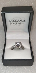 Brilliance SS 925 Silver Simulated Diamonds Wedding Set Engagement & Band size 7 - Picture 1 of 7