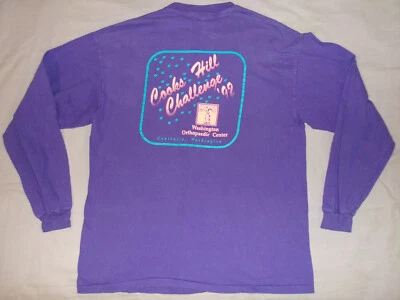 Vtg 90S T SHIRT HANES TAG XL 1992 CENTRALIA WA USA MADE SINGLE STITCH PURPLE L/S - Image 1 of 4