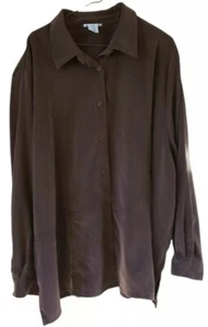 Alfred Dunner Womens Button Up Shirt Size 24W Long Sleeve Brown - Picture 1 of 4