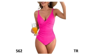 B2prity Women's One Piece Swimsuits Tummy Control Front Cross Bathing Suits, M - Picture 1 of 5