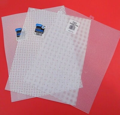 Lot Of 3~Darice~Plastic Canvas~7 Mesh~Clear & White~10 1/2" x 13 1/2"~USA~NEW - Image 1 of 4