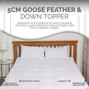 LUXURY GOOSE FEATHER & DOWN 15% MATTRESS TOPPER ENHANCER OVERLAY - COTTON CASING - Picture 1 of 12