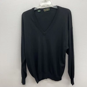 Bobby Jones Golf Large Black Wool V-Neck Long Sleeve Sweater Made in Italy - Picture 1 of 7