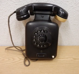 50er  Jahre Wandtelefon W51 Wählscheibe Telefon Bakelit  Vintage, Mid century - Afbeelding 1 van 4