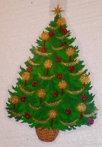 6 KUNSTSTOFF Weihnachtsbäume + Glitzer Wände-Fenster-Türen-Sonnenfänger Dekor 17" - Bild 1 von 6