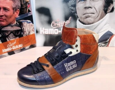 KAMO-GUTSU KAMO GUTSU Schnürer Leder-Sneaker - TIFO 108 Navy Pitone - Made in Italy - Neu !