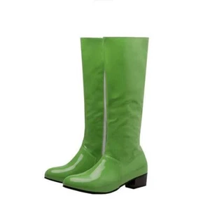 Round Toe Women's Shoes Block Heels Side Zip Mid Calf Boots Glitter Casual Boots - Picture 1 of 15