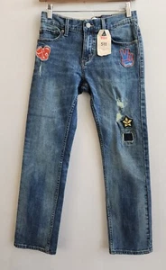 Boys Levi’s 511 Size 14 Reg 27x27 Blue SLIM Fit Stretch Jeans Patches NEW - Picture 1 of 10