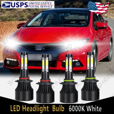 For Honda Civic 2006 2007 2008 2009 2010 2011 4Side LED Headlight Bulb 6000K X7B - Image 1 of 4
