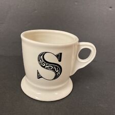 Anthropologie Coffee Mug Monogram "S” Cup White Black Letter Initial Alphabet