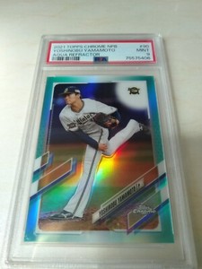 Yoshinobu Yamamoto  2021 Topps Chrome NPB Aqua Refractor /199  PSA 9 