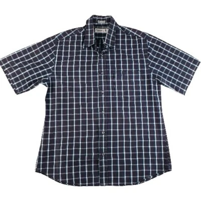 Pringle Scotland Men's Short Sleeve Button Up Shirt Size M Blue And White Check. - Image 1 of 4