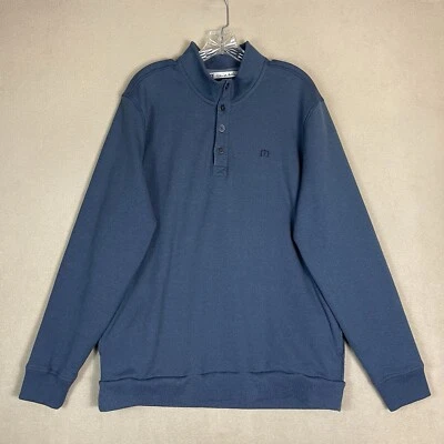 Suéter Travis Mathew Para Hombres XL Azul 1/4 Bolsillos con Botones Ajuste Regular Pullover Foto 1 de 4