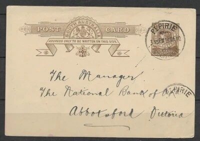 SOUTH AUSTRALIA LOT 2 POST CARD 1890 UNUSED  and 1903 PC PTPIRIE USED  FVF - Image 1 of 2