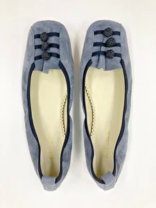 Belle Chiara NIB Girls Shoes Sz 4M Greta Boton Charcoal Grey Suede Flats - Picture 1 of 6