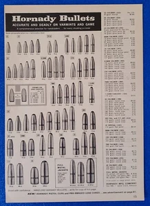 1960 HORNADY BULLET / AMMO SELECTION AND SPECS AMMUNITION ORIGINAL PRINT AD - Picture 1 of 1