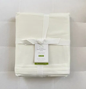 Pottery Barn BASIC PLEATED Cali King Bed Skirt 18" Drop ~Organic Twill White NWT - Picture 1 of 3