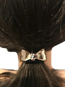 New Amber Bow Crystal Ponytail Black Elastic Band - Picture 1 of 2
