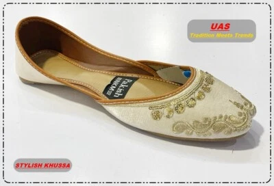 СЛОНОВОЙ КОСТИ ЖЕНЩИН РУЧНОЙ РАБОТЫ ПЛОСКИЙ JOTI КОЖАНАЯ ОБУВЬ KHUSSA - Изображение 1 из 4