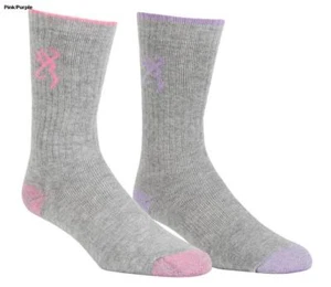 Browning Ladies Socks, 2 Pair Medium Pink Purple Buckmark - Picture 1 of 1