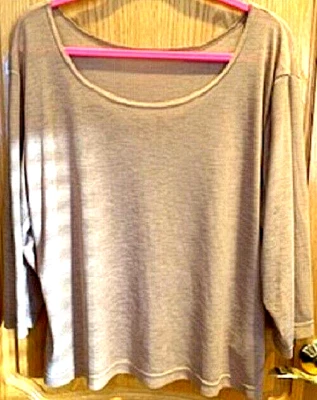 Kathy Landau On-The-Go Style Sheer Beige 3/4 Sleeve Blouse Top Sz: 1X Foto 1 de 3