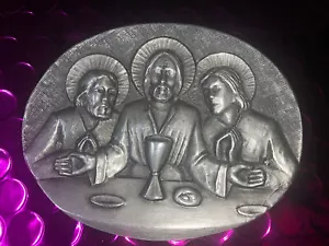 Gebrauchtes Abendmahl ZINN MEDAILLON Letztes Abendmahl Jesus VINTAGE - Bild 1 von 3
