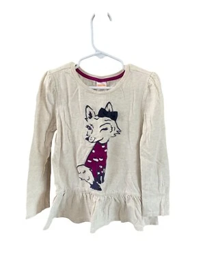 Camiseta Gymboree Niñas 6 Manga Larga Fox Foxy Niña Beige Pullover Péndulo Acampanado Foto 1 de 4