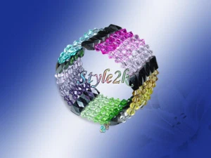 Rainbow Magnetic Necklace Bracelet Anklet 21" Pink Yellow Green Blue Multi-Color - Picture 1 of 5