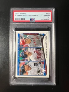 2014 Topps Mini #103 Miguel Cabrera Joe Mauer Mike Trout LL PSA 10 POP 4 Twins - Picture 1 of 2