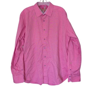 Robert Graham Shirt Mens 2XL Pink Classic Fit Long Sleeve Button Embroidered - Picture 1 of 9