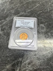 1959-D/D/D Lincoln Memorial Cent 1C PCGS MS64RD FS-501 RPM ERROR - Picture 1 of 2