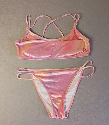 Victoria's Secret Rosa Bikini Traje de Baño Tie Dye Terciopelo Grande Rosa Mancha Clara Foto 1 de 4