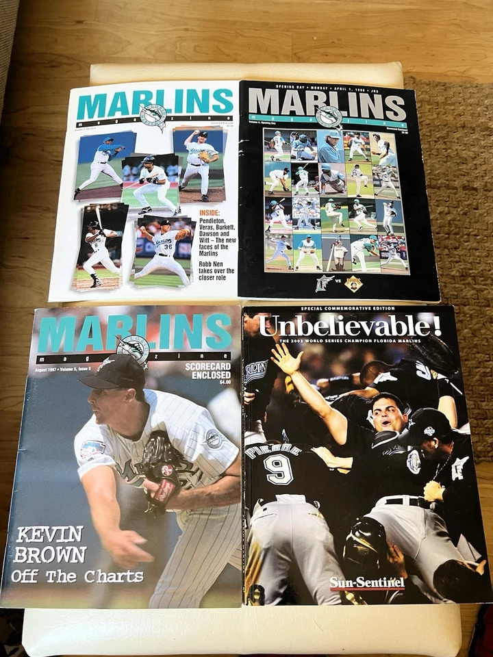 Vintage 1997 Marlins Programs Memobrilla World Series Lot Of 4 Pudge Edgar Brown - Image 1 of 4