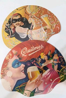 Abanico de Cartón Dos Publicitarios Quilmes Cerveza Sudamérica Antiguo Raro Foto 1 de 4