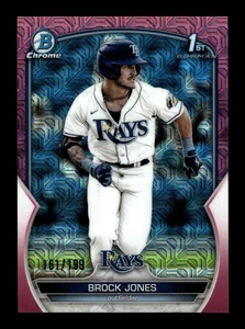 Bowman Chrome Mega Mojo Pink Refractor 2023 #BCP-115 Brock Jones #/199 Rays - Imagen 1 de 2