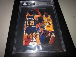 JOHN STOCKTON SIGNED AUTO 4X6 PHOTO BECKETT SLAB BAS AUTO GRADE10-HOF DREAM TEAM - Picture 1 of 8