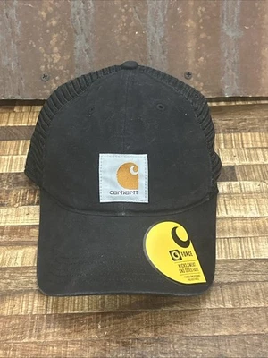 Carhartt Black Canvas Mesh Back Cap One Size Adjustable Snap Closure New NWT - Image 1 of 4