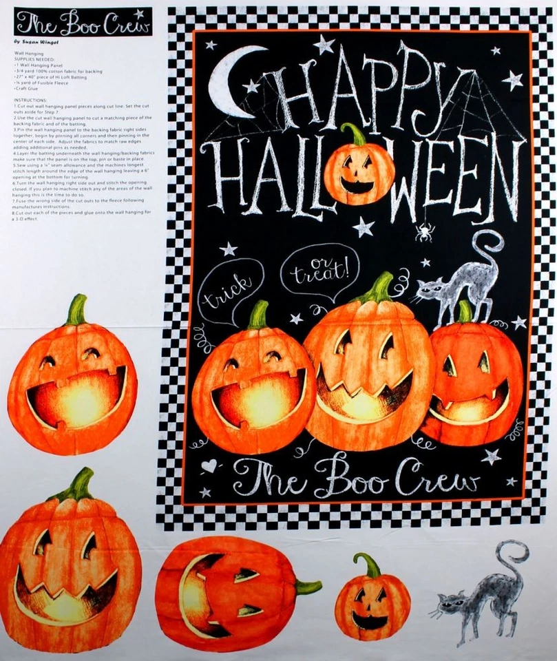 Panel de tela de 35" | Muelles Halloween Boo Crew calabaza escena colgante de pared Foto 1 de 1