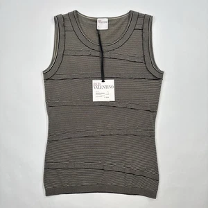 Red Valentino Blouse Top Size M UK 10 Ladies Black Beige Striped cotton blend - Picture 1 of 11