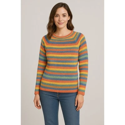 Suéter de punto de algodón a rayas multicolor Pendleton Originals para mujer talla MEDIANA Foto 1 de 4