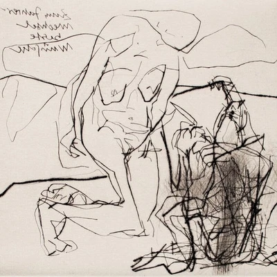 Peter Hoppe Frauenakt Abstrakt Ostdeutsche Kunst signiert Radierung 1991 4/5 - Bild 1 von 4