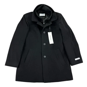 Calvin Klein Mens Coleman Wool Blend Overcoat Black 42R - Picture 1 of 5