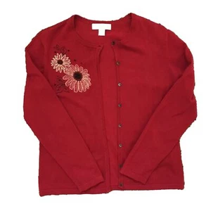 Vtg 90s Y2K Petite Sophisticate Cardigan Embroidered Embellished Floral Button - Picture 1 of 4