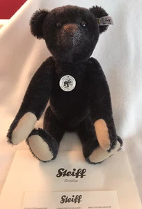 STEIFF Collector Teddy Bear 1908 Replica Black Growler Ear Button Chest Tag - Picture 1 of 10