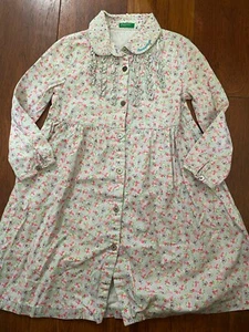 girls UNITED COLORS OF BENETTON COLLARED DRESS long sleeve SCHOOL floral XS 4/5 - Picture 1 of 2