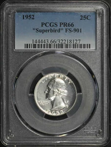 1952 Washington Quarter Superbird FS-901 PCGS PR-66 - Picture 1 of 4