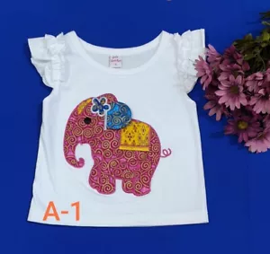 Girl shirt embroidered with Thai elephants Cotton embroidery work - Picture 1 of 2