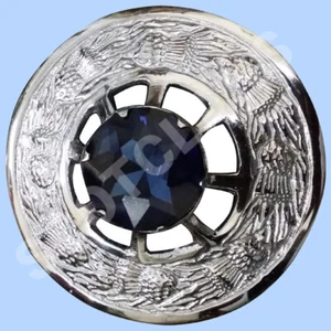 Schottische Kilt Fly karierte Brosche blauer Stein 2 Zoll Damen Schärpe Pin Broschen Schal - Bild 1 von 3